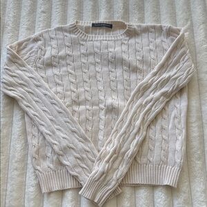 Brandy Melville Cream Cable Knit Crewneck Sweater